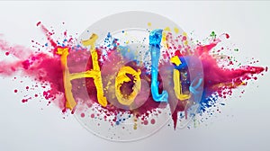 Happy Holi, Holi gulal colored powder explosions everywhere in air, only colors, no people, canvas painting