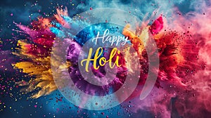 Happy Holi, Holi gulal colored powder explosions everywhere in air, only colors, no people, canvas painting