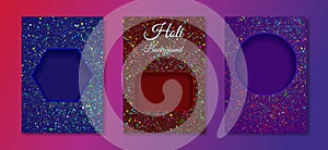 Happy Holi Indian Festival Banner, Colorful gulaal, powder color, party set luxury cards