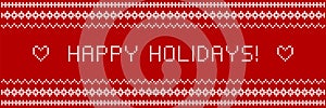 Happy holidays! Banner concept as knitwear textile design.