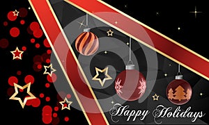 Happy holidays banner layout design template graphic abstract black and red background. Vector illustration