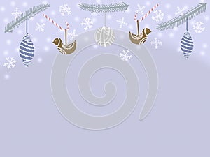 Happy Holidays card with decorations and snowflakes