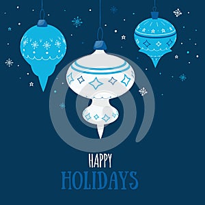 Happy holidays christmas greeting card. Simple modern illustration for promo