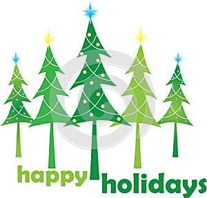 Happy Holidays Christmas Tree Graphic