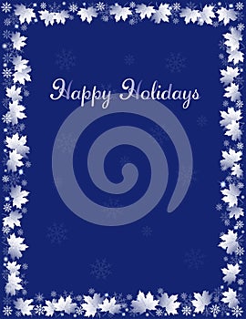 Happy Holidays greeting card with snowflakes.