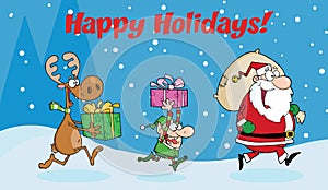Happy holidays greeting with santa claus