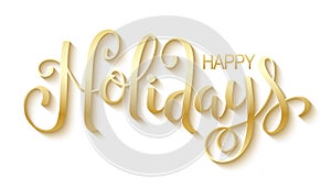 HAPPY HOLIDAYS metallic gold brush calligraphy banner