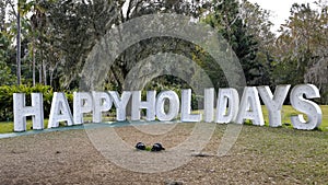 Happy Holidays sign and decoration at Harry P Leu Gardens in Orland, Florida photo