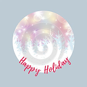 Happy Holidays vector illustration with christmas trees