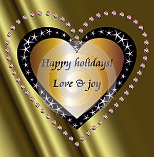 Happy holidays wishes and stars heart