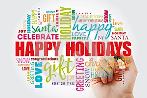 Happy Holidays word cloud collage