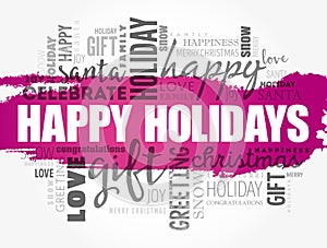 Happy Holidays word cloud collage, holiday concept