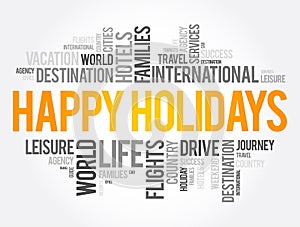 Happy Holidays word cloud collage, holiday concept