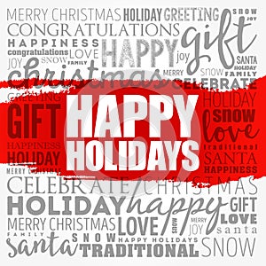 Happy Holidays word cloud collage, holiday concept background