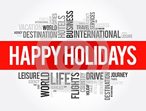 Happy Holidays word cloud collage, holiday concept background