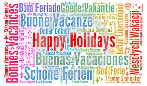 Happy holidays word cloud in different languages