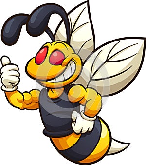 Happy hornet, wasp, or bee mascot