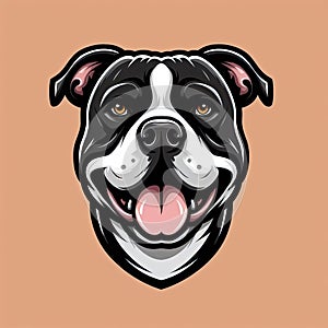 Happy Hounds: Illustrated Portrait of Smiling Pitbulls