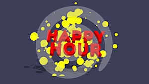 Happy hour abstract text display. Title animation.