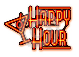 Happy Hour Neon with Cocktail Glass