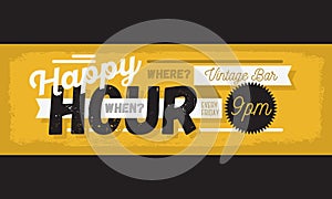 Happy Hour New Age Vintage Typographic Poster Header Web Banner