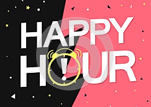 Happy Hour, poster design template, sale banner, vector illustration