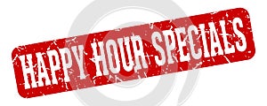 happy hour specials rectangular sign. happy hour specials stamp