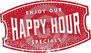 Happy Hour Specials Sign for Bars and Restaurants
