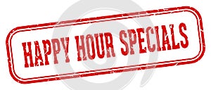 happy hour specials stamp. happy hour specials rectangular stamp on white background