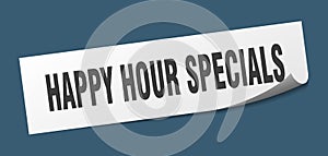 happy hour specials sticker.