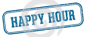 happy hour stamp. happy hour rectangular stamp on white background