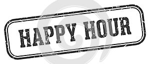 happy hour stamp. happy hour rectangular stamp on white background