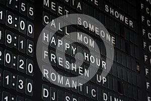 Happy Hour Timetable Sign Funny Restaurant Interior Bla