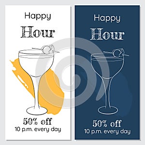 Happy hour two minimalistic brochures