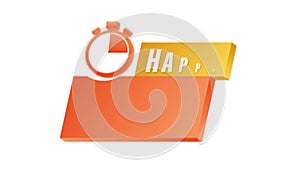 Happy hour on white background. Sale banner badge. Banner design. Motion graphics.