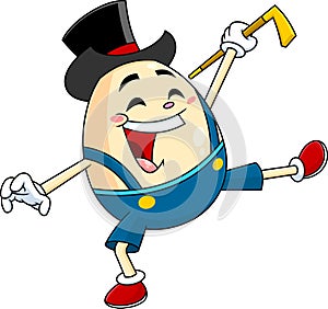 Happy Humpty Dumpty Egg Cartoon Character Walking