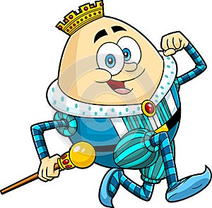 Happy Humpty Dumpty King Egg Cartoon Character Running