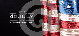 Happy Independence Day. American flags against a black  background. July 4