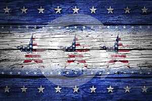Happy Independence Day. Stars on rustic wooden background photo