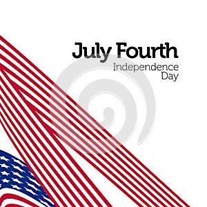 Happy Independence Day. Blue and Red color Curly twisted Flag of USA set. July Fourth United States federal holiday 3d