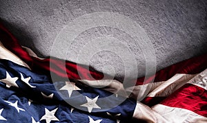 Happy Independence day concept made from American flag on dark stone background