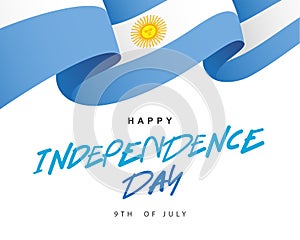 Happy independence day. The flag of Argentina. July 9th. Stylish lettering. Vector illustration