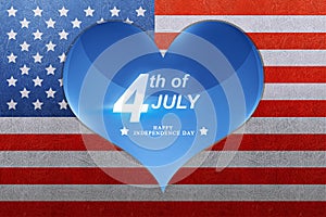 Happy Independence day greeting on blue heart