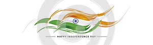 Happy Independence day India abstract handwritten flag white background banner