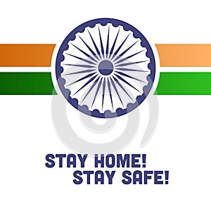 Happy independence day India. stay home, stay safe corona virus covid-19 concept