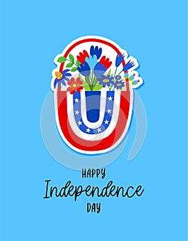 Happy Independence Day - International July 4th Day greeting card.