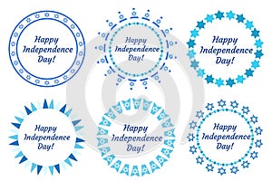 Happy Independence Day of Israel set of round frames with space for text. Jewish Holidays Border for your design. Vector