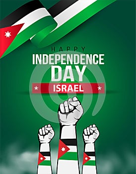 Happy Independence Day Jordan Vector Template Design Illustration. folding hand with flag