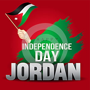 Happy Independence Day Jordan Vector Template Design Illustration. man hand with flag