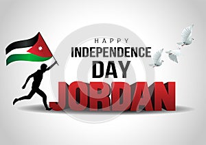 Happy Independence Day Jordan Vector Template Design Illustration. silhouette man running with flag